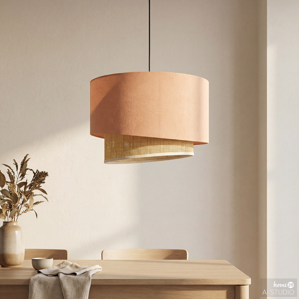 Pendelleuchte OKO Typ B - Textil / Rattan - 1-flammig