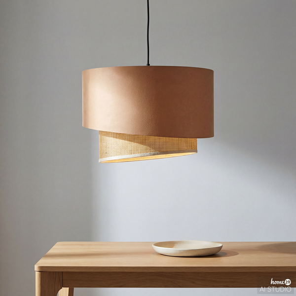 Pendelleuchte OKO Typ B - Textil / Rattan - 1-flammig