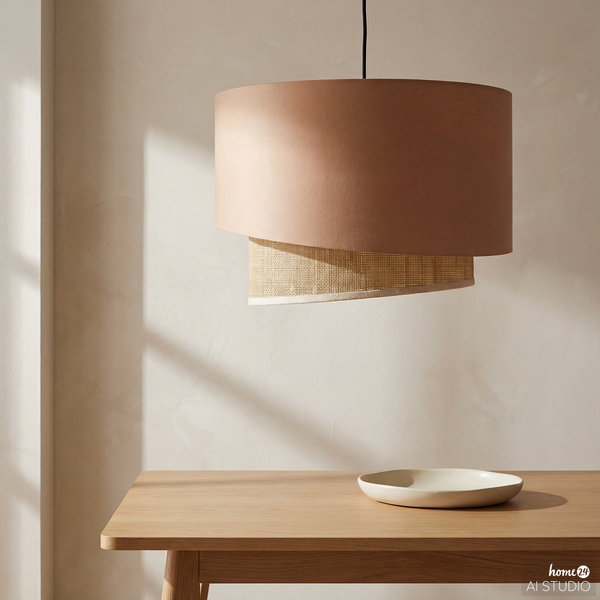 Pendelleuchte OKO Typ B - Textil / Rattan - 1-flammig