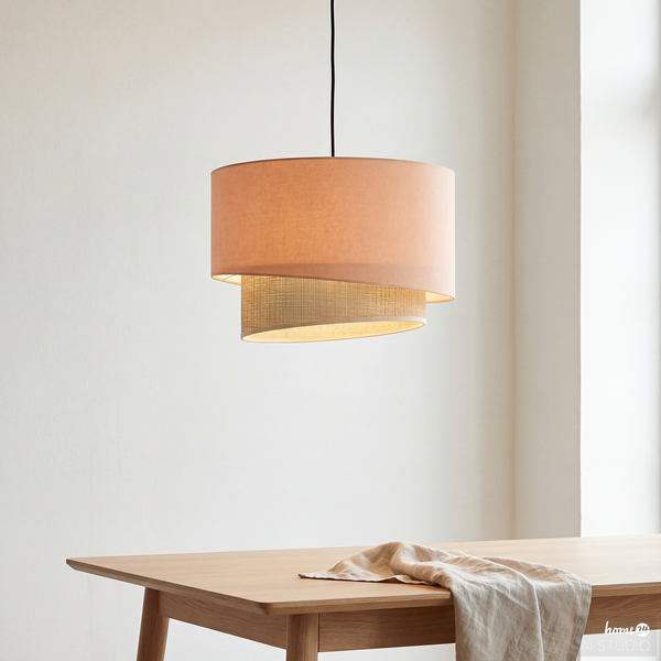Pendelleuchte OKO Typ B - Textil / Rattan - 1-flammig