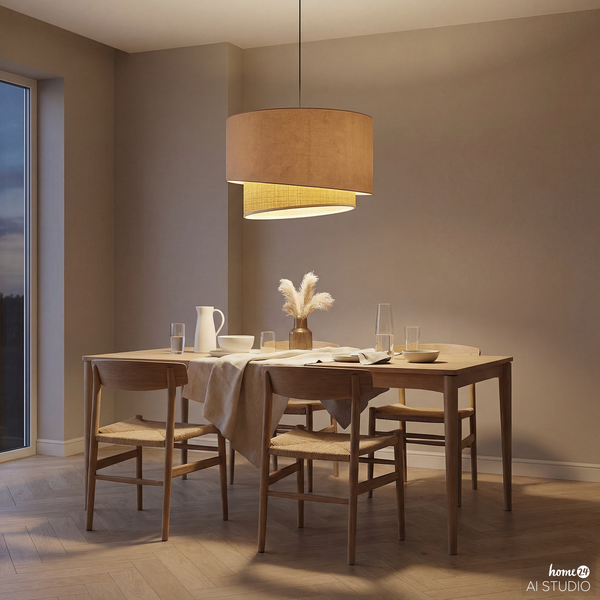 Pendelleuchte OKO Typ B - Textil / Rattan - 1-flammig