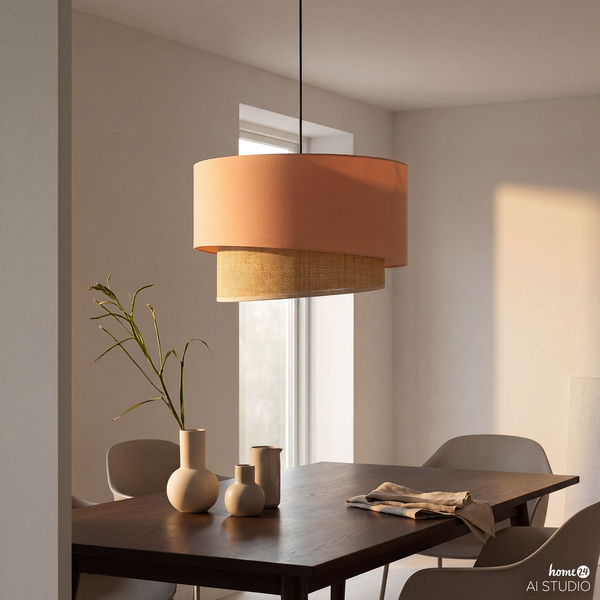 Pendelleuchte OKO Typ B - Textil / Rattan - 1-flammig