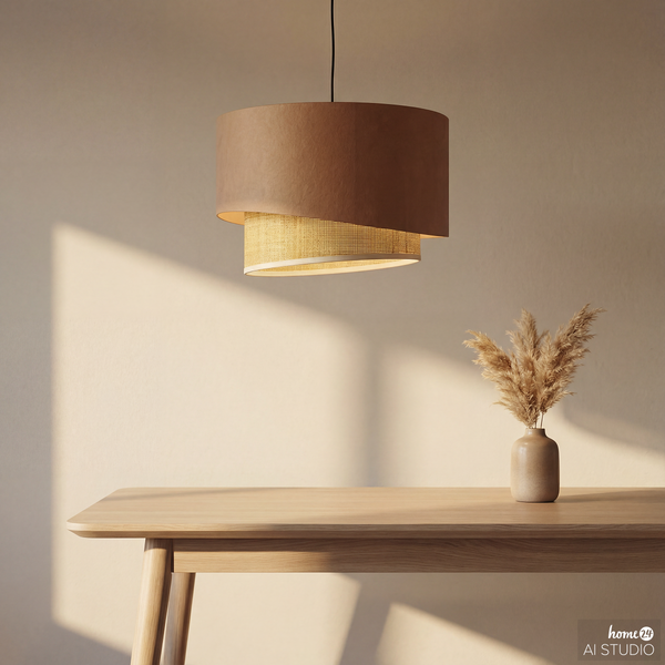 Pendelleuchte OKO Typ B - Textil / Rattan - 1-flammig