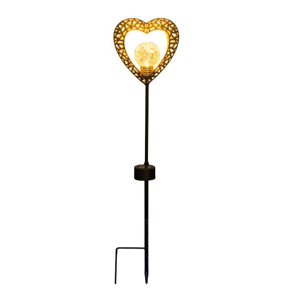LED-Solar-Wegeleuchte Herz 2er-Set - Aluminium - Schwarz / Messing - 1-flammig