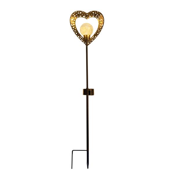 LED-Solar-Wegeleuchte Herz 2er-Set - Aluminium - Schwarz / Messing - 1-flammig