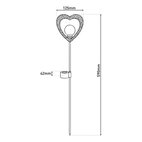 LED-Solar-Wegeleuchte Herz 2er-Set - Aluminium - Schwarz / Messing - 1-flammig