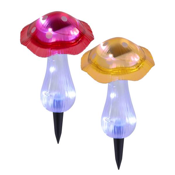 LED-Solarleuchte Mantar 2er-Set - Polyacryl - Rot / Gelb - 2-flammig