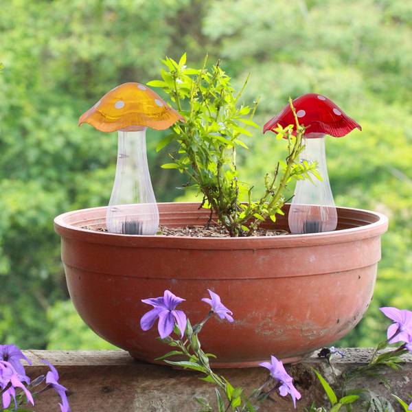 LED-Solarleuchte Mantar 2er-Set - Polyacryl - Rot / Gelb - 2-flammig