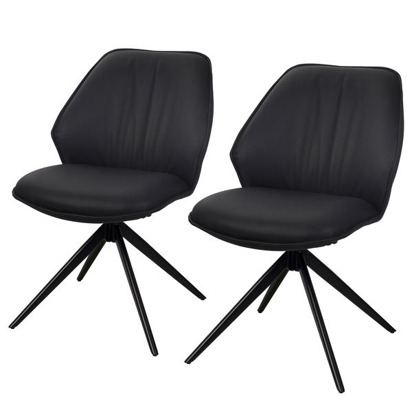 Drehbarer Polsterstuhl LINNI 2er-Set - Schwarz