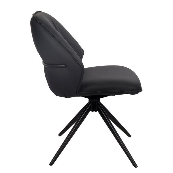 Drehbarer Polsterstuhl LINNI 2er-Set - Schwarz