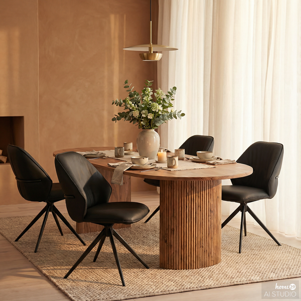 Drehbarer Polsterstuhl LINNI 2er-Set - Schwarz