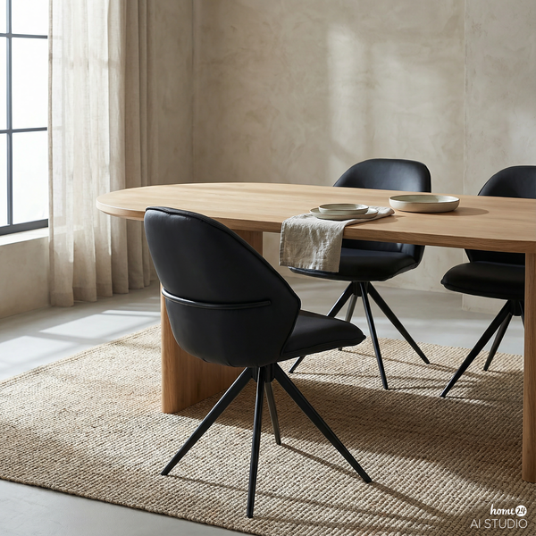 Drehbarer Polsterstuhl LINNI 2er-Set - Schwarz