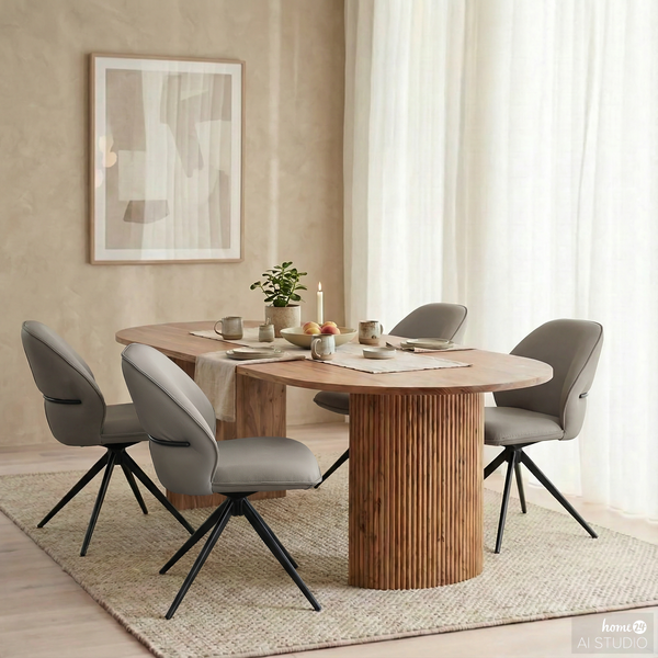 Drehbarer Polsterstuhl LINNI 2er-Set - Taupe