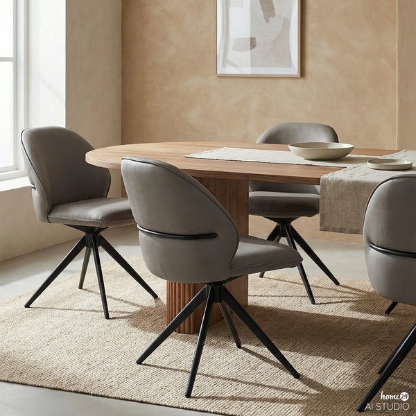 Drehbarer Polsterstuhl LINNI 2er-Set - Taupe