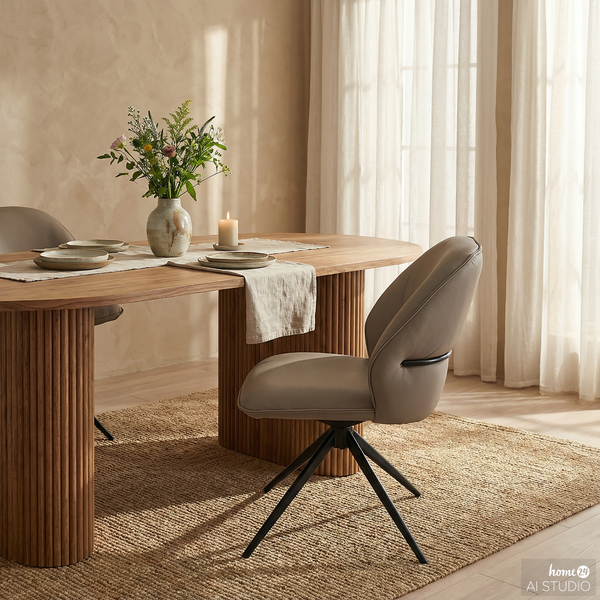 Drehbarer Polsterstuhl LINNI 2er-Set - Taupe