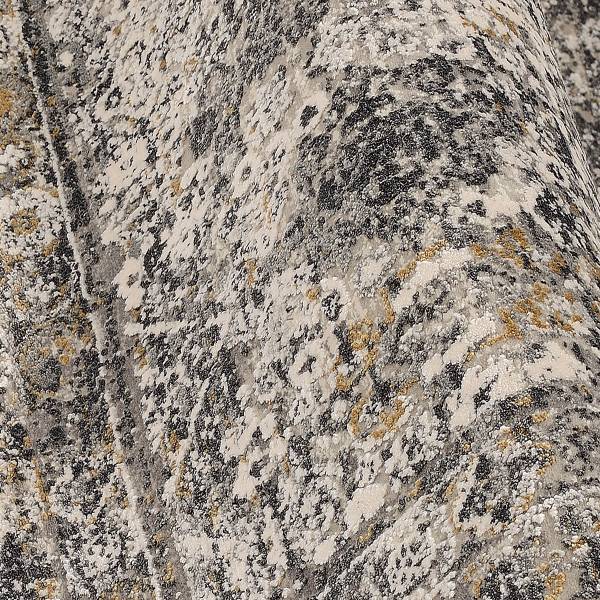 Kurzflorteppich Auroras Squisito - Viskose / Polyacryl - Grau / Gold - 140 x 200 cm