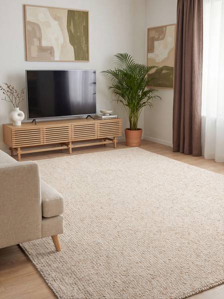 Kurzflorteppich Rocco - Polypropylen / Filz - Creme - 120 x 170 cm