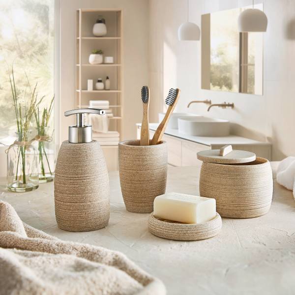 WC-Bürsten-Halter Sand - Beige - Braun - Polyresin - 10 x 37 x 10 cm