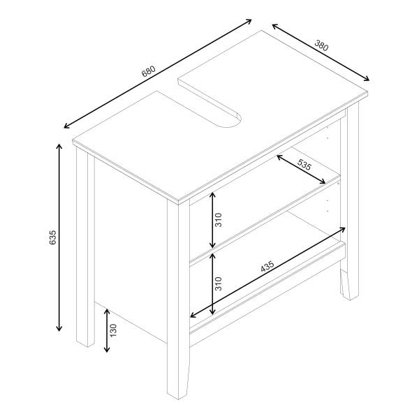 Waschbeckenunterschrank Belleria Typ B - Massivholz - Grün