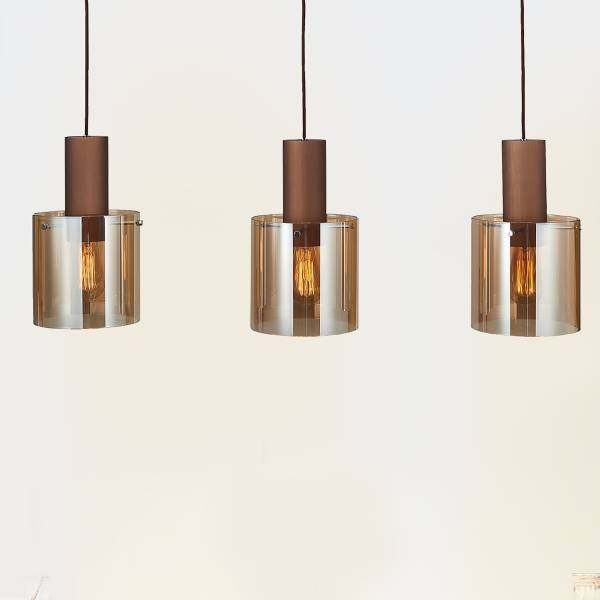 Pendelleuchte Alesund - Aluminium / Farbglas - Kupfer - Flammenanzahl: 3