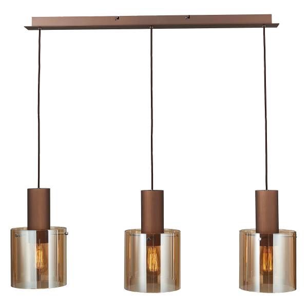 Pendelleuchte Alesund - Aluminium / Farbglas - Kupfer - Flammenanzahl: 3