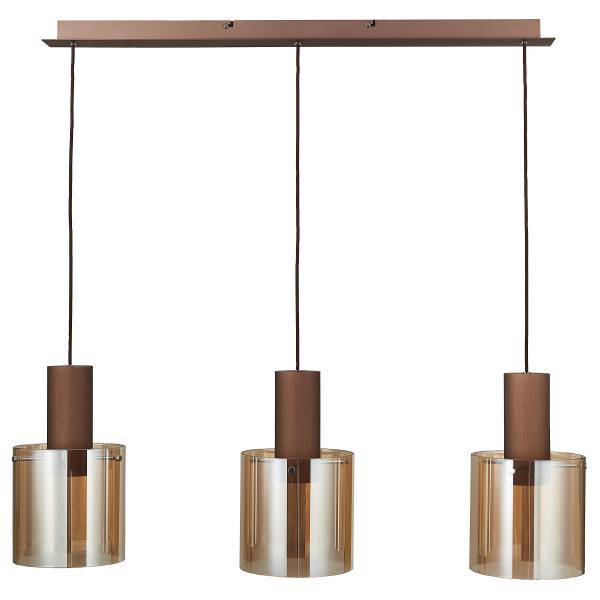 Pendelleuchte Alesund - Aluminium / Farbglas - Kupfer - Flammenanzahl: 3