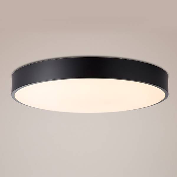 LED-Deckenleuchte Slimline - Eisen / Kunststoff - Schwarz - 1-flammig - Schwarz - Durchmesser: 49 cm