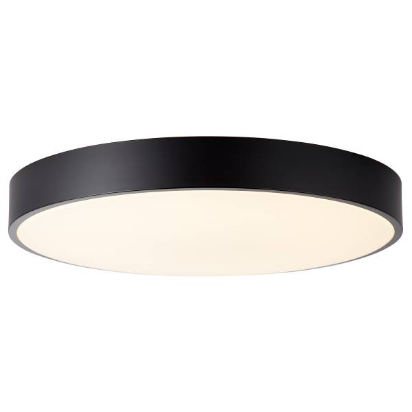 LED-Deckenleuchte Slimline - Eisen / Kunststoff - Schwarz - 1-flammig - Schwarz - Durchmesser: 49 cm