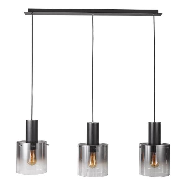 Pendelleuchte Alesund - Aluminium / Rauchglas - Schwarz - Flammenanzahl: 3