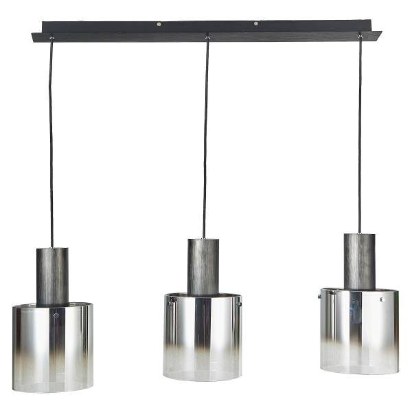 Pendelleuchte Alesund - Aluminium / Rauchglas - Schwarz - Flammenanzahl: 3
