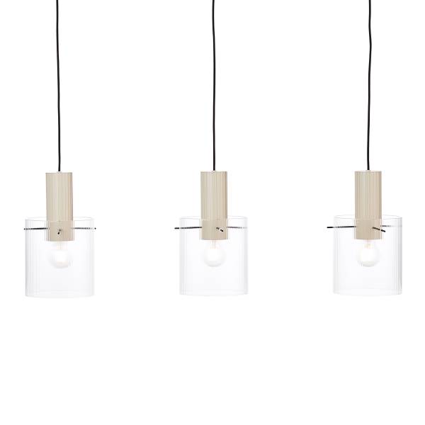 Pendelleuchte Göteburg - Aluminium / Klarglas - Beige - Flammenanzahl: 3