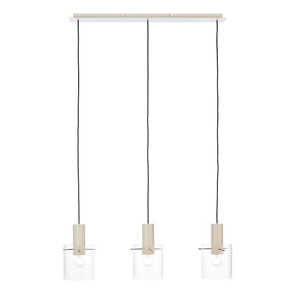Pendelleuchte Göteburg - Aluminium / Klarglas - Beige - Flammenanzahl: 3