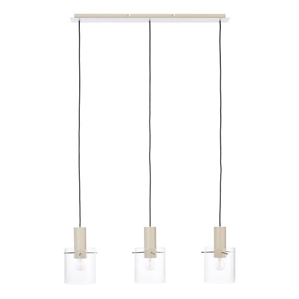 Pendelleuchte Göteburg - Aluminium / Klarglas - Beige - Flammenanzahl: 3