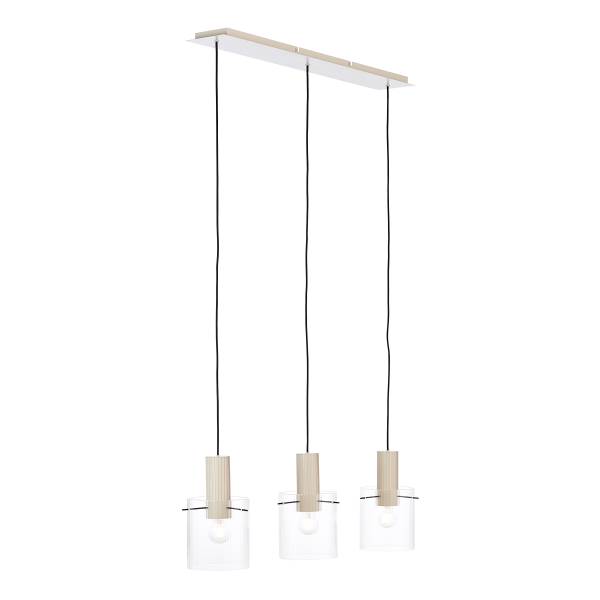 Pendelleuchte Göteburg - Aluminium / Klarglas - Beige - Flammenanzahl: 3