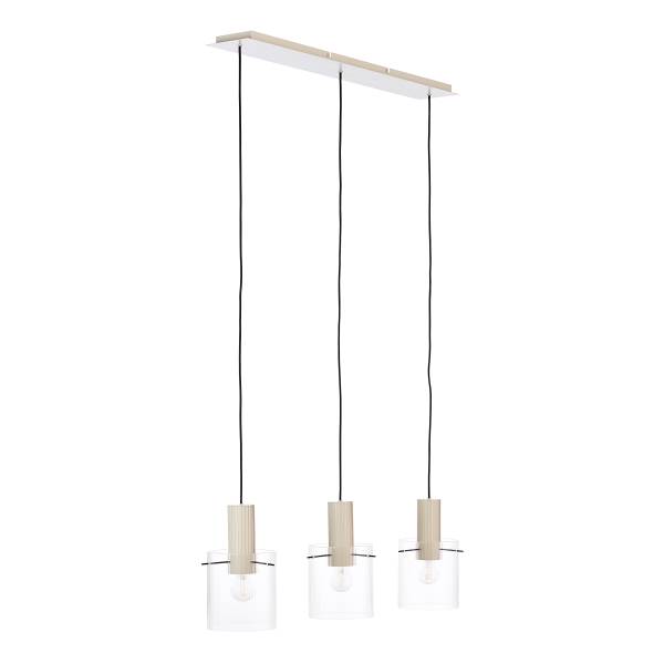 Pendelleuchte Göteburg - Aluminium / Klarglas - Beige - Flammenanzahl: 3