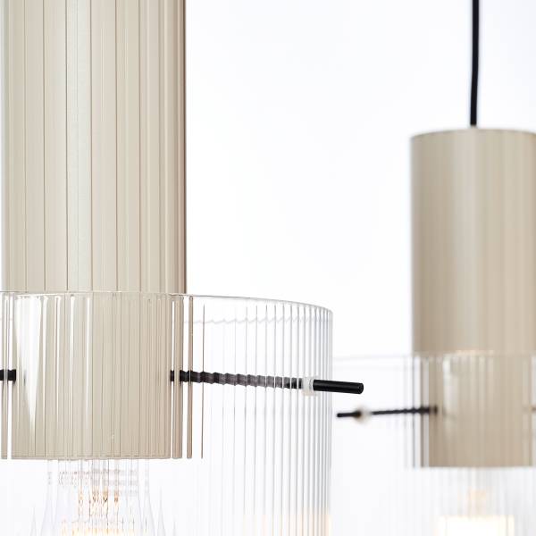 Pendelleuchte Göteburg - Aluminium / Klarglas - Beige - Flammenanzahl: 3
