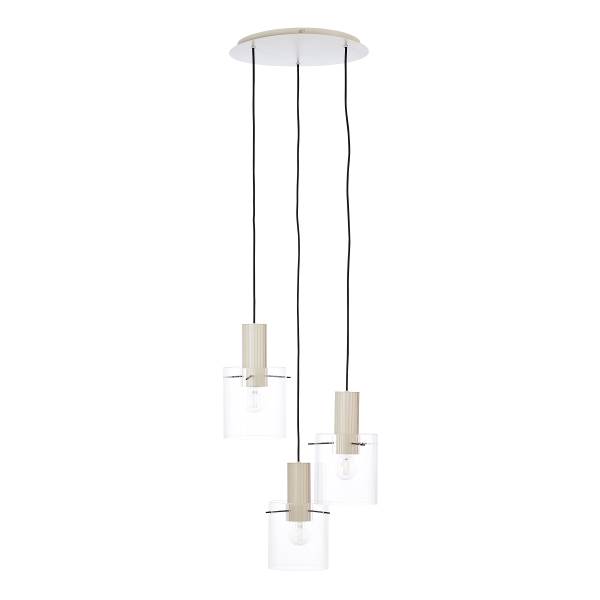 Pendelleuchte Göteburg Rund - Aluminium / Klarglas - Beige - 3-flammig