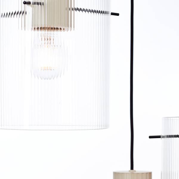Pendelleuchte Göteburg Rund - Aluminium / Klarglas - Beige - 3-flammig