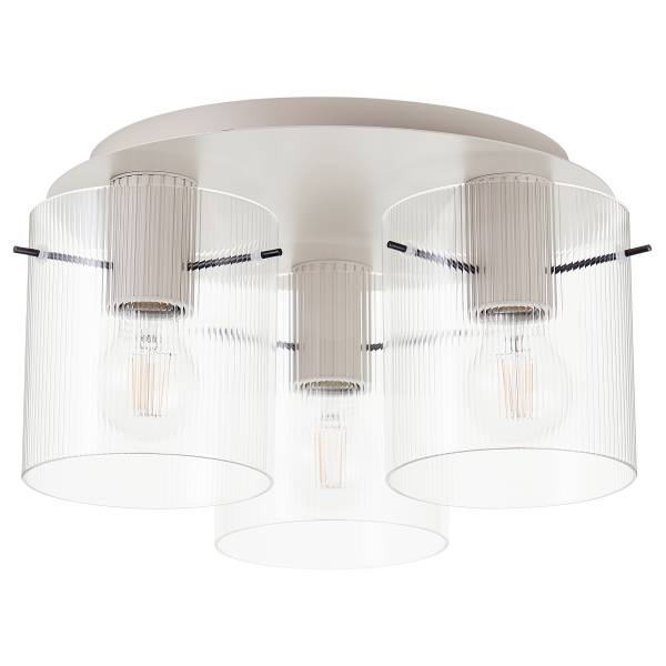 Deckenleuchte Göteburg - Aluminium / Klarglas - Beige - 3-flammig