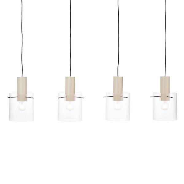 Pendelleuchte Göteburg - Aluminium / Klarglas - Beige - Flammenanzahl: 4