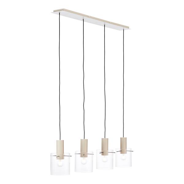 Pendelleuchte Göteburg - Aluminium / Klarglas - Beige - Flammenanzahl: 4