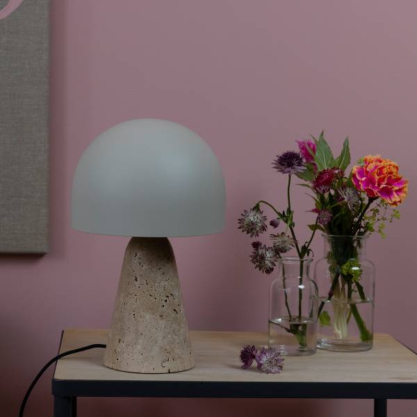 Tischleuchte Nalam Marmor - Eisen / Marmor - Beige - 1-flammig