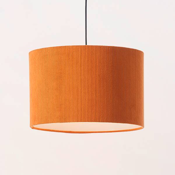 Pendelleuchte Tony - Eisen / Cordstoff - Orange - Flammenanzahl: 1