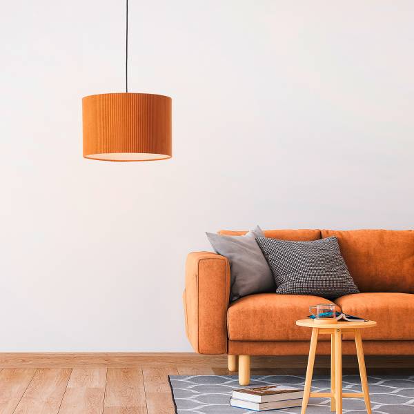 Pendelleuchte Tony - Eisen / Cordstoff - Orange - Flammenanzahl: 1