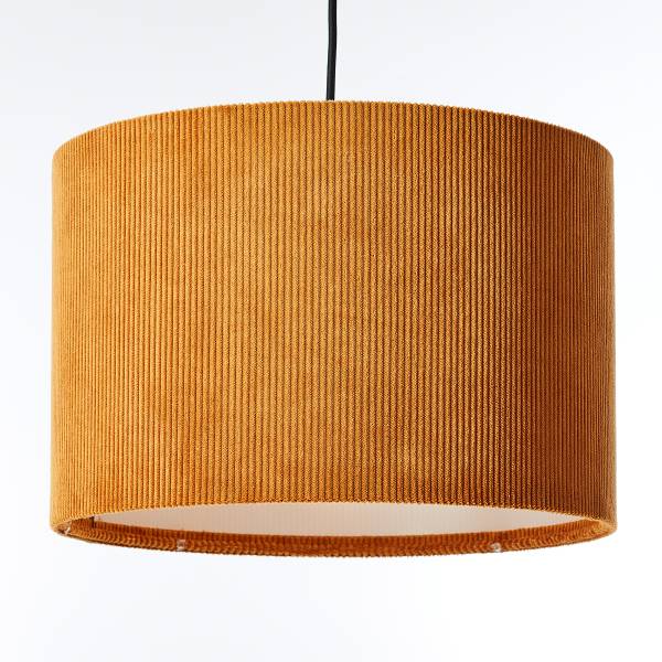 Pendelleuchte Tony - Eisen / Cordstoff - Orange - Flammenanzahl: 1