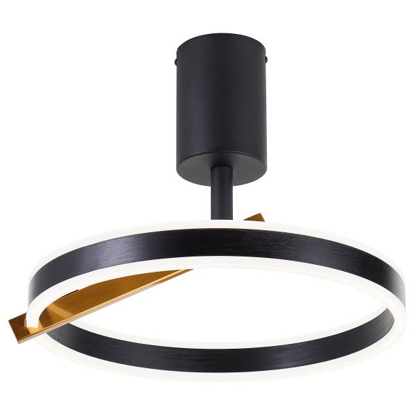 LED-Deckenleuchte Merida - Aluminium / Acrylglas - Schwarz / Gold - 1-flammig