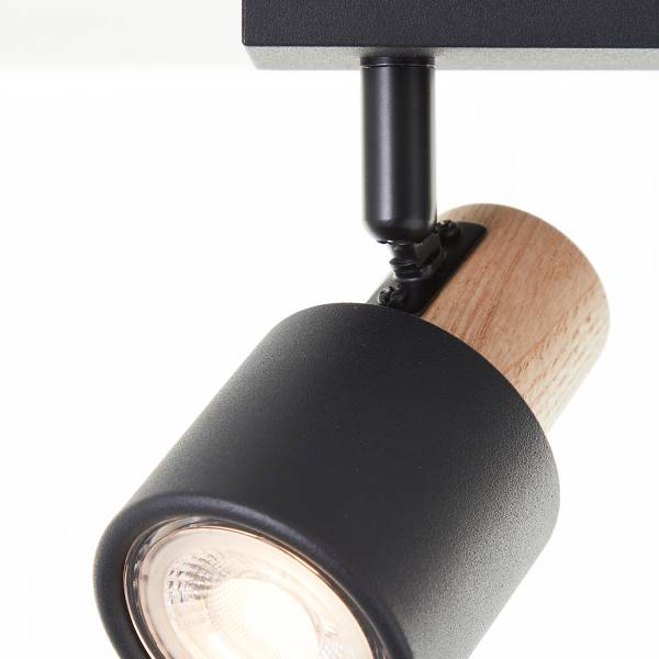 Deckenstrahler Pini - Esche Massiv / Eisen - 4-flammig - Schwarz