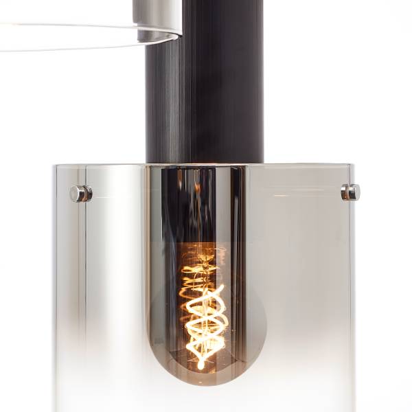 Pendelleuchte Alesund Rund - Aluminium / Rauchglas - Schwarz - 3-flammig