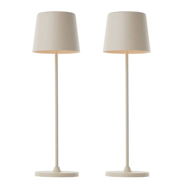 LED-Tischleuchte Kaami - Eisen / Kunststoff - 1-flammig - Beige - 2er Set