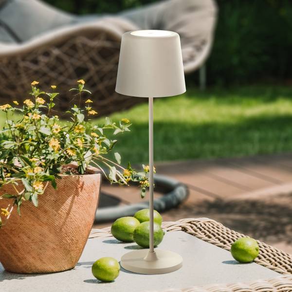 LED-Tischleuchte Kaami - Eisen / Kunststoff - 1-flammig - Beige - 2er Set